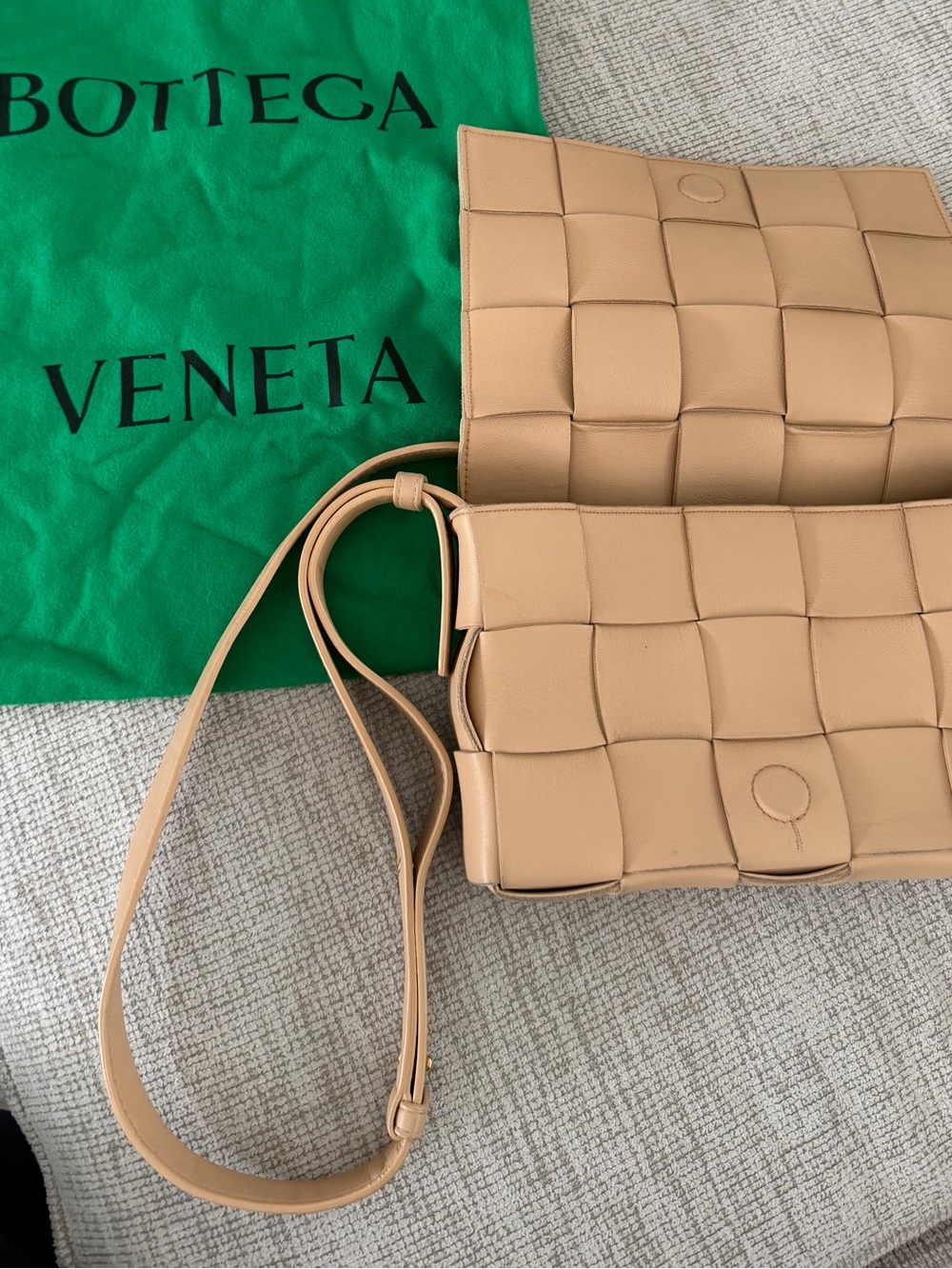 Bottega Veneta Beige Cassette Woven Crossbody Bag
